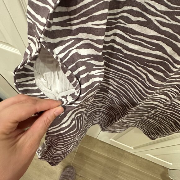 LOFT Zebra Brown White Sleeveless Pocket Linen Shift Dress - Picture 5 of 6